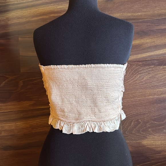 FREE PEOPLE Pink Peach Strapless Corset Crop Top Size Medium - Picture 3 of 8